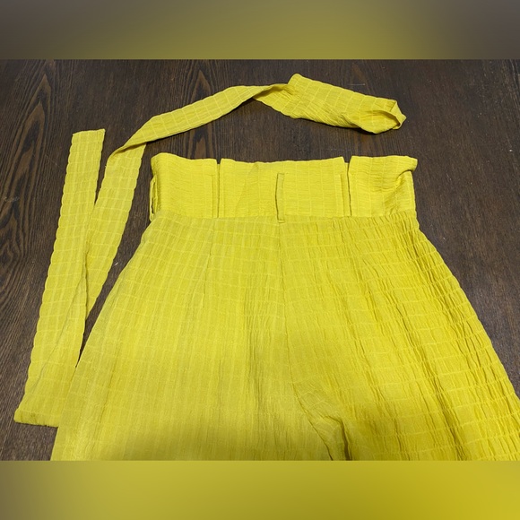 Lovers + Friends Irving Cropped Paper Bag Gauzey Pant Yellow Small - Picture 5 of 5